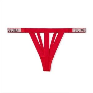 NWT Victoria’s Secret Banded Logo Strap Thong Panty